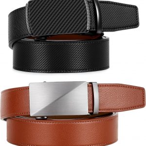 Zitahli Leather Ratchet Belt for Men - 2 Pack Mens belt,Customizable Fit