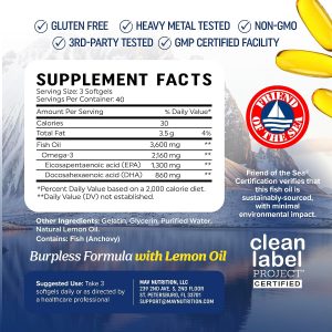 Aceite de pescado DHA Omega 3 de triple fuerza 3600 mg | Más de 2100 mg de ácidos grasos omega-3 con 860 mg de DHA | 1300 mg EPA | Los mejores ácidos grasos esenciales | Aceite de pescado capturado