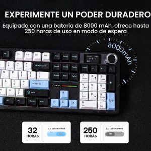EPOMAKER X Aula F108 PRO - Teclado inalámbrico para juegos con pantalla, batería de 8000 mAh, 104 teclas y perilla intercambiables en caliente y programables, retroiluminación RGB, para Mac/PC/Android