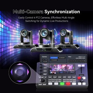 Tenveo Conmutador Mezclador de Video HDMI 4K60FPS, 4*SDI & 4*HDMI Entrada, Conmutador de Transmisión en Vivo de 5 Canales, Pantalla FHD de 5.5’’, Salida de 1080P60FPS, Grabación de Video USB, Soporte