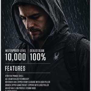 Spyder Mens Rain Jacket - Waterproof Lightweight Hooded Windbreaker | Weatherproof Outerwear, Packable Everyday Layer for Hiking, Travel, Commutes, Errands, and Cool-Weather Days