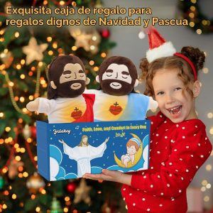 Yelakey - Peluche de Jesús de 15.7 pulgadas que respira, juguete musical | con resplandor y canciones, muñeca de peluche de Jesús, juguetes de Jesús, regalo de Navidad