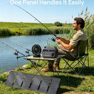 DARAN Portable Power Station, 288Wh LiFePO4 Battery, 350W (600W Peak) Power Bank with AC Outlet & 40W 12V DC5521 Foldable Solar Panel