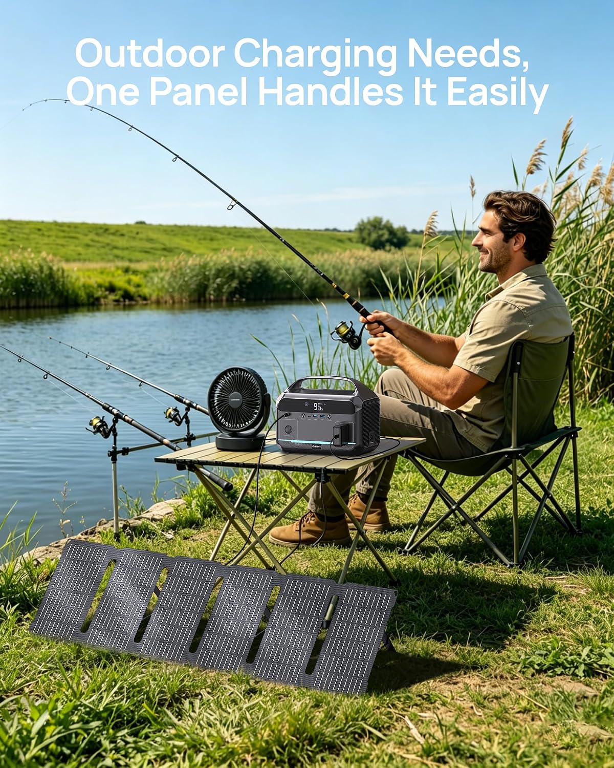 DARAN Portable Power Station, 288Wh LiFePO4 Battery, 350W (600W Peak) Power Bank with AC Outlet & 40W 12V DC5521 Foldable Solar Panel