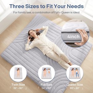 ZonLi Japanese Floor Mattress Futon Mattress Twin Size 4 Inch Thick | Foldable Tatami Mat, Washable Cover, Portable Floor Bed for Sleeping, Guest, Dorm