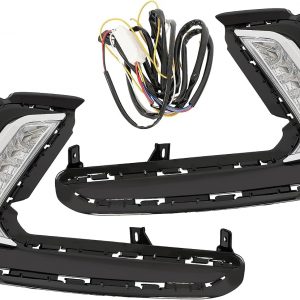 HECASA Pair LED Fog Lights Compatible with 2016 2017 2018 Hyundai Elantra Sixth Generation DRL Replacement for 92207F2100 92208F2100 Front Bumper Fog Lamp LH& RH Clear Lens