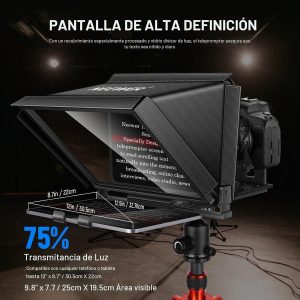 NEEWER X12 Teleprompter de aleación de aluminio de 14 pulgadas compatible con iPhone iPad DSLR Cámaras Teléfono Tablet con control remoto Funda de transporte Paño de limpieza, Control APP para iOS