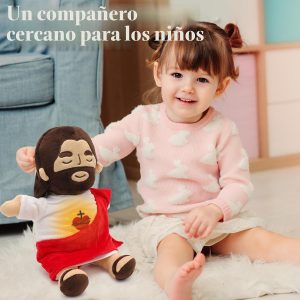 Yelakey - Peluche de Jesús de 15.7 pulgadas que respira, juguete musical | con resplandor y canciones, muñeca de peluche de Jesús, juguetes de Jesús, regalo de Navidad