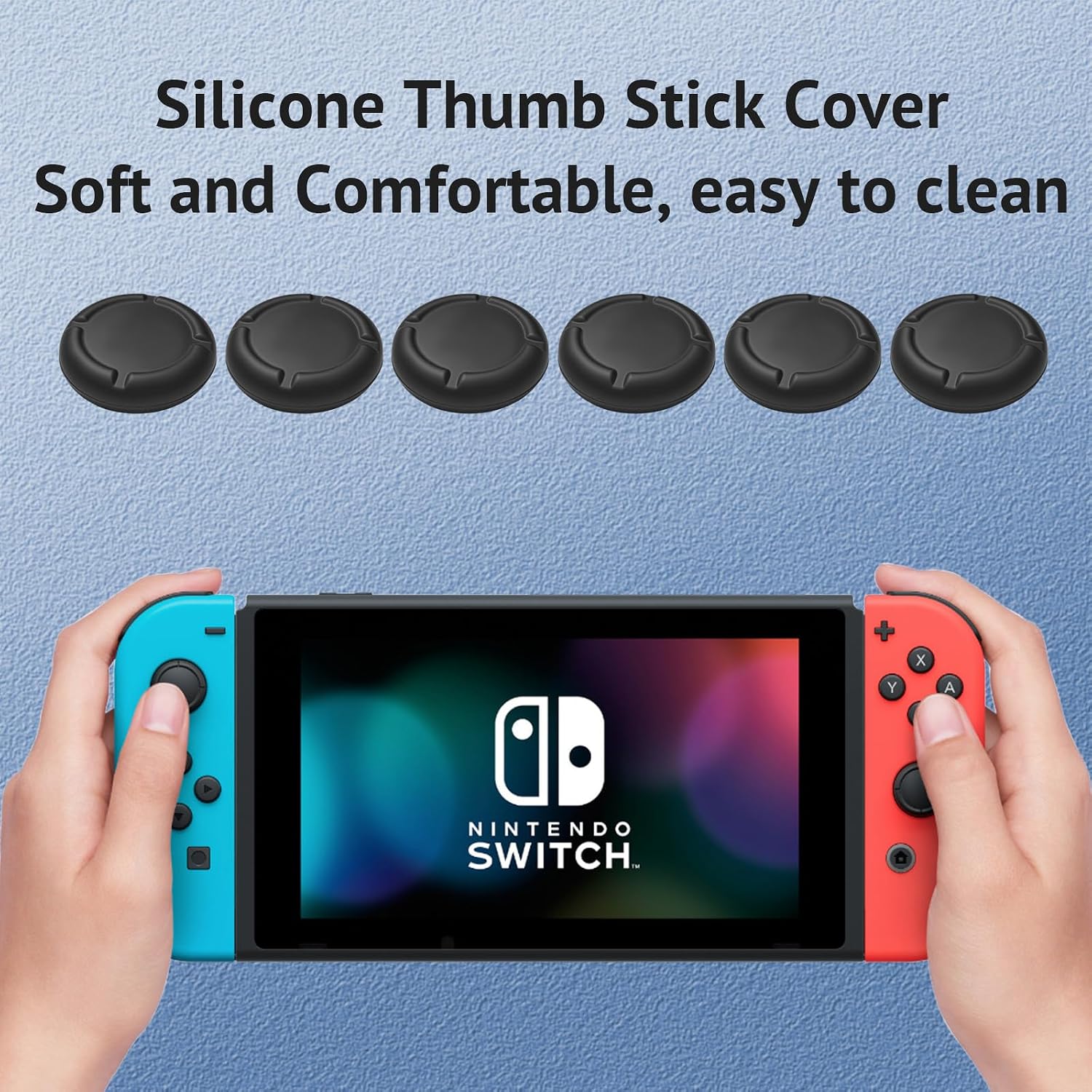 6Pcs Silicone Analog Stick Covers for Nintendo Switch, OLED, Joy-con Controller Thumb Grips, Joystick Replacement Caps