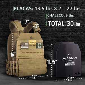 Amstaff - Chaleco táctico con peso, chaleco de peso ajustable, chaleco versátil para entrenamientos de fitness, entrenamiento de fuerza y resistencia, correr