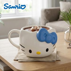 Silver Buffalo Sanrio Hello Kitty Blue Bow, 3D Sculpted Mug, 20oz | Ceramic, 0.59 Liters