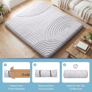 ZonLi Japanese Floor Mattress Futon Mattress Twin Size 4 Inch Thick | Foldable Tatami Mat, Washable Cover, Portable Floor Bed for Sleeping, Guest, Dorm