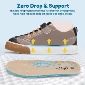 GINNI Zapatos deportivos casuales de lona para niños y niñas pequeños | Puntera protectora de goma, suela de goma ligera, plantilla de espuma de alta densidad, niños pequeños y grandes