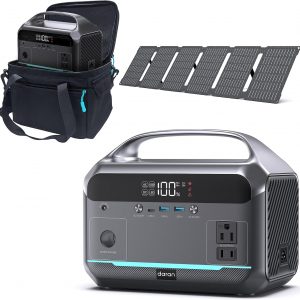DARAN Portable Power Station, 288Wh LiFePO4 Battery, 350W (600W Peak) Power Bank with AC Outlet & 40W 12V DC5521 Foldable Solar Panel