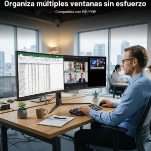 KTC Monitor curvo para juegos ultraancho de 49 pulgadas, monitor de computadora 5K2K 5120x1440 DQHD, 180Hz, 32:9, HDR 400, puerto HDMI DP tipo C de 90 W, KVM incorporado, altavoces, sincronización adaptativa, ajuste de altura giratoria de inclinación, H49S66