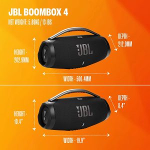 JBL Boombox 4 Portable Bluetooth Speaker, Waterproof, Deep Bass - Black | Up To 34 Hours Playtime, IP68 Dustproof, AI Sound Boost For Louder Clearer Audio, Ideal For Beach, Pool, Boat And Outdoor Par