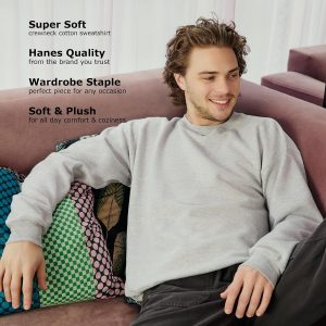 Hanes Men's Sweatshirt, EcoSmart Fleece Crewneck Sweatshirt, Big & Tall Available, 1 or 2-Pack