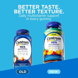 Centrum MultiGummies for Men, Assorted Fruit Flavors, 170 Count | Contains Vitamin D3, B Vitamins and Antioxidants, Gluten Free, Non-GMO Ingredients, GLP-1 Support