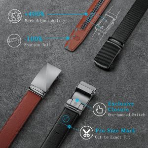 Zitahli Leather Ratchet Belt for Men - 2 Pack Mens belt,Customizable Fit