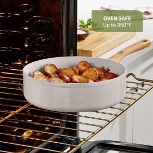 T-Fal Revive Ceramic Nonstick Pots and Pans Set, 12-Piece, Beige Granite