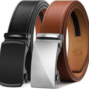 Zitahli Leather Ratchet Belt for Men - 2 Pack Mens belt,Customizable Fit