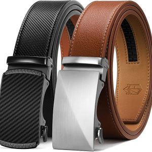 Zitahli Leather Ratchet Belt for Men - 2 Pack Mens belt,Customizable Fit