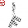 Dije Letra F en Plata Esterlina 925 con Zirconias
