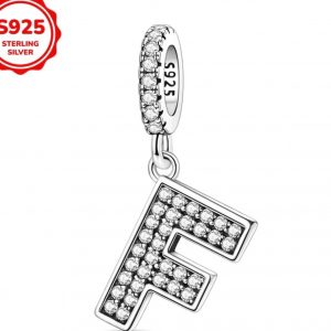 Dije Letra F en Plata Esterlina 925 con Zirconias