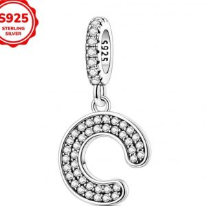 Dije Letra C en Plata Esterlina 925 con Zirconias