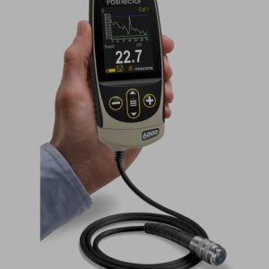 DeFelsko PosiTector 6000 F1 es un medidor de espesor de recubrimiento con sonda integral, modelo estándar, para metales ferrosos, con un rango de 0 a 60 mils (de 0 a 1500 μm).
