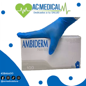 Guantes Ambiderm Nitrilo Soft Azul