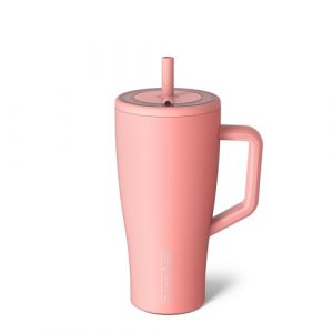 BrueMate Era 30 oz Tumbler with Handle and Straw | 100% Leakproof Insulated Water Bottle Tumbler with Lid and Flexible SoftSip Straw | Made of Stainless Steel | Cup Holder Friendly | 30oz (Guava)
