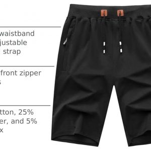 GEEK LIGHTING Mens Shorts Casual 8" Cotton Drawstring Zipper Pockets Elastic Waist Lightweight Summer Athletic Beach Shorts