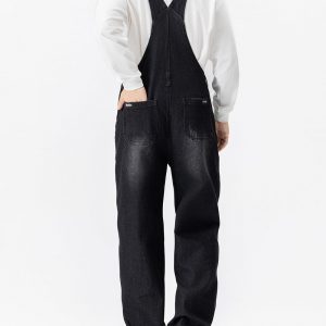 Rexcyril Men's Denim Bib Overalls Baggy Fashion Jean Jumpsuit