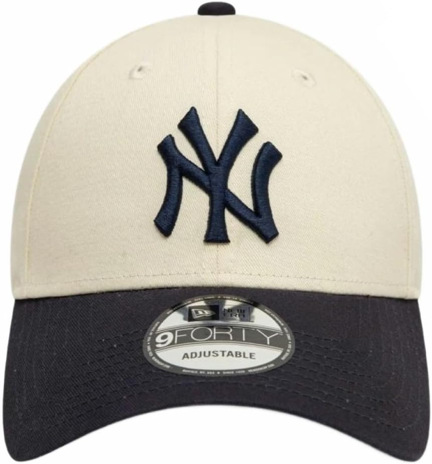 New Era Gorra de béisbol de los New York Yankees de la MLB de bloque de color para adultos, color beige claro, talla única, beige claro, talla única