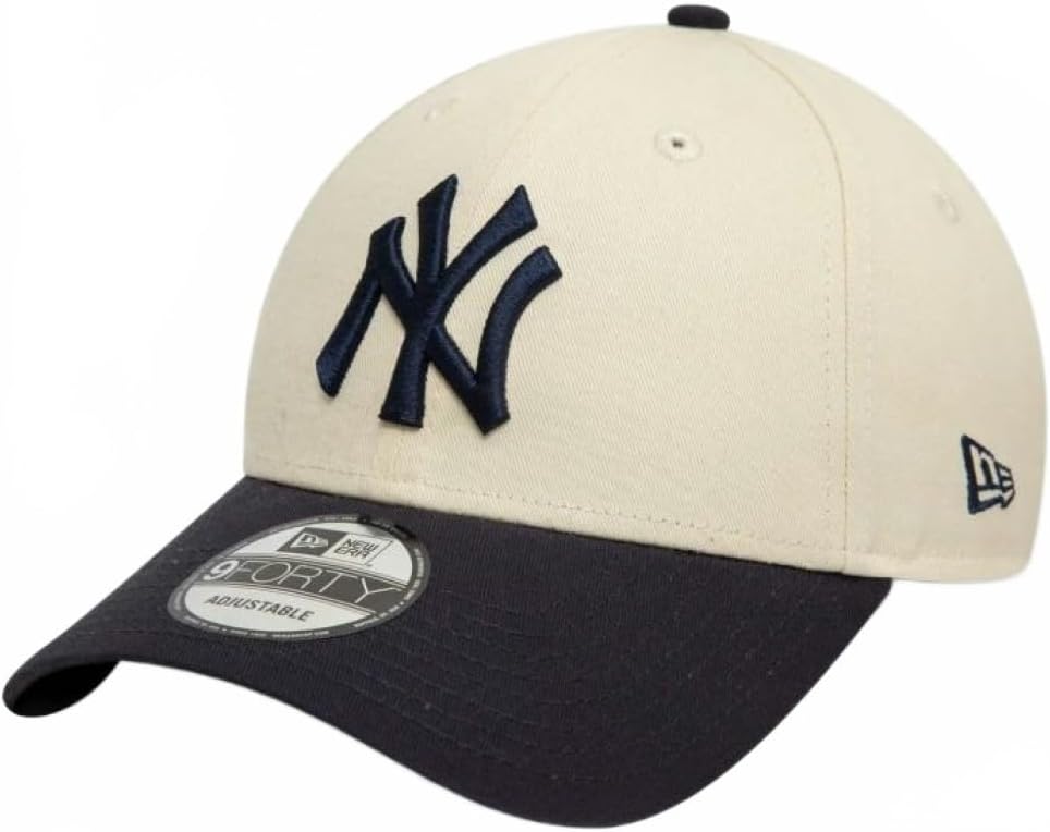 New Era Gorra de béisbol de los New York Yankees de la MLB de bloque de color para adultos, color beige claro, talla única, beige claro, talla única