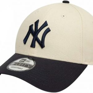 New Era Gorra de béisbol de los New York Yankees de la MLB de bloque de color para adultos, color beige claro, talla única, beige claro, talla única