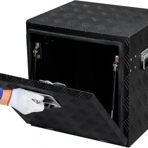 Aluminum Truck Tool Box With Lock & Keys, Heavy Duty Pick-Up Truck Bed 5 Bar Tread Tool Box, Trailer Storage Tool Box (18")