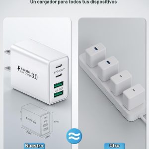 Paquete de 2 cargadores de carga rápida para iPhone 14 y 13, 40 W, 4 puertos USB C, bloque de cargadores con cable USB C a Lightning de 6 pies para iPhone 14 13 12 11 Pro Max XS XR X 8, adaptador de corriente de enchufe de pared múltiple caja de carga