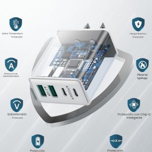 Paquete de 2 cargadores de carga rápida para iPhone 14 y 13, 40 W, 4 puertos USB C, bloque de cargadores con cable USB C a Lightning de 6 pies para iPhone 14 13 12 11 Pro Max XS XR X 8, adaptador de corriente de enchufe de pared múltiple caja de carga