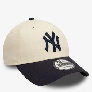 New Era Gorra de béisbol de los New York Yankees de la MLB de bloque de color para adultos, color beige claro, talla única, beige claro, talla única