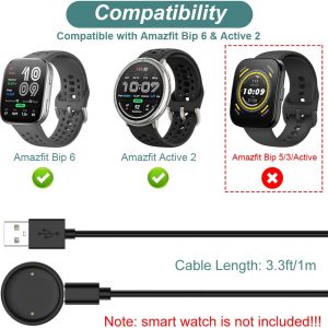 Charger for Amazfit Bip 6 / Active 2 Smart Watch (3.3ft/1m)