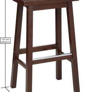Amazon Basics Solid Wood Saddle-Seat Counter Height Bar Stools for Kitchen Island and Home Bar with Footrest, 29-Inch Height, Walnut, Set of 2