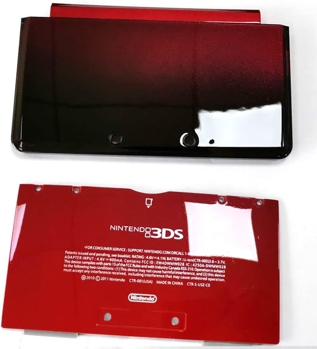 Replacement Housing Shell Cover Case for Nintendo 3DS Game Console, Complete Full Replacement Case Accessories for 3DS Red
