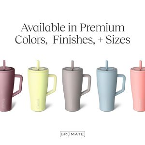 BrueMate Era 30 oz Tumbler with Handle and Straw | 100% Leakproof Insulated Water Bottle Tumbler with Lid and Flexible SoftSip Straw | Made of Stainless Steel | Cup Holder Friendly | 30oz (Guava)