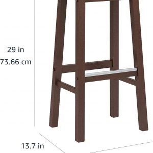 Amazon Basics Solid Wood Saddle-Seat Counter Height Bar Stools for Kitchen Island and Home Bar with Footrest, 29-Inch Height, Walnut, Set of 2