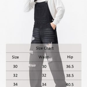 Rexcyril Men's Denim Bib Overalls Baggy Fashion Jean Jumpsuit