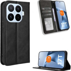 Funda compatible con Xiaomi 17T Pro, funda protectora de piel sintética para teléfono compatible con Xiaomi 17T Pro 5G 2602EPTC0G, color negro