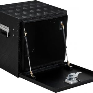Aluminum Truck Tool Box With Lock & Keys, Heavy Duty Pick-Up Truck Bed 5 Bar Tread Tool Box, Trailer Storage Tool Box (18")