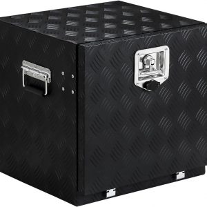 Aluminum Truck Tool Box With Lock & Keys, Heavy Duty Pick-Up Truck Bed 5 Bar Tread Tool Box, Trailer Storage Tool Box (18")